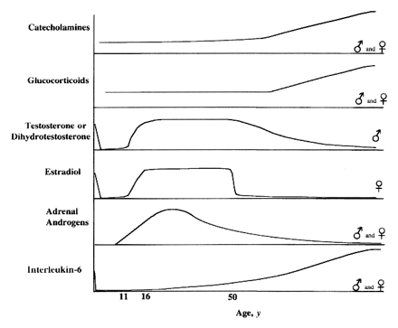 Some Hormone/Cytokine changes with age